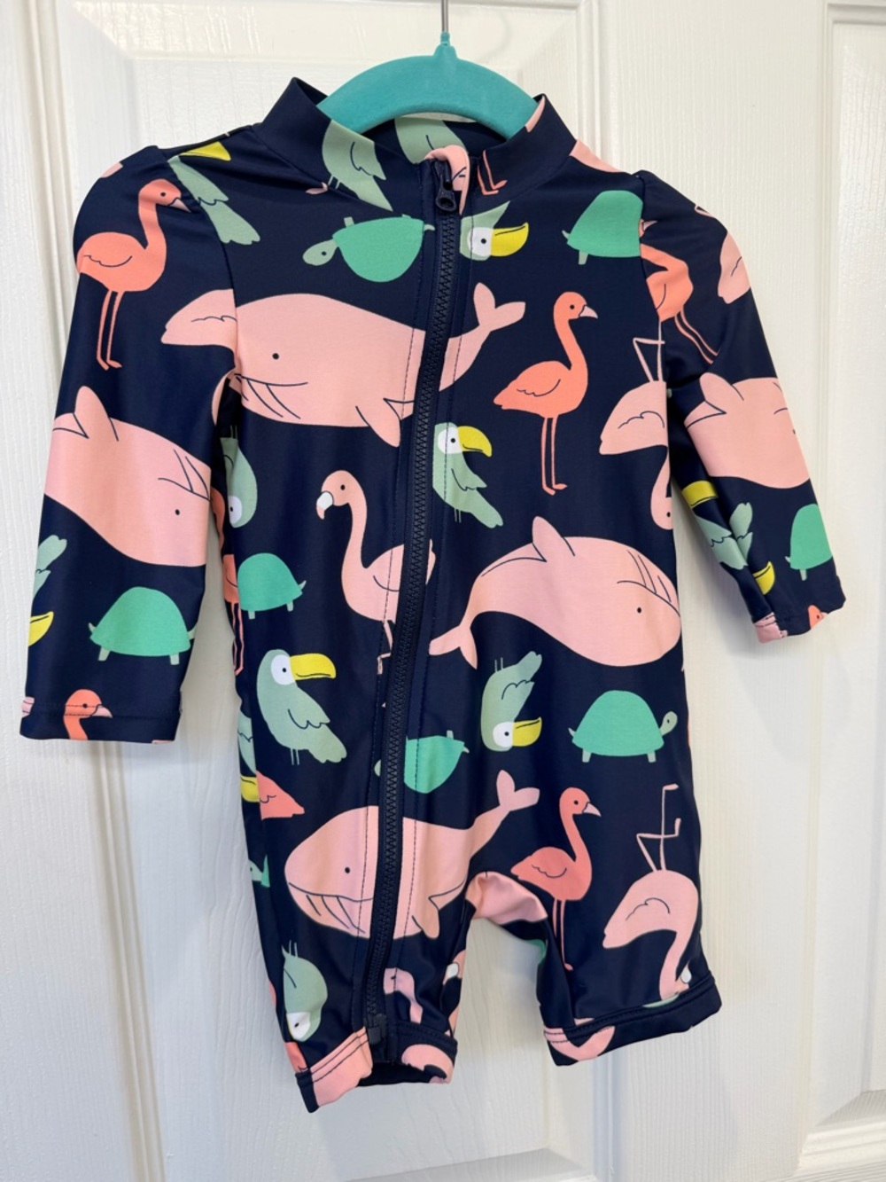 Carter's Navy Tropical Animal One-Piece Swimsuit - Pink & Green Print
